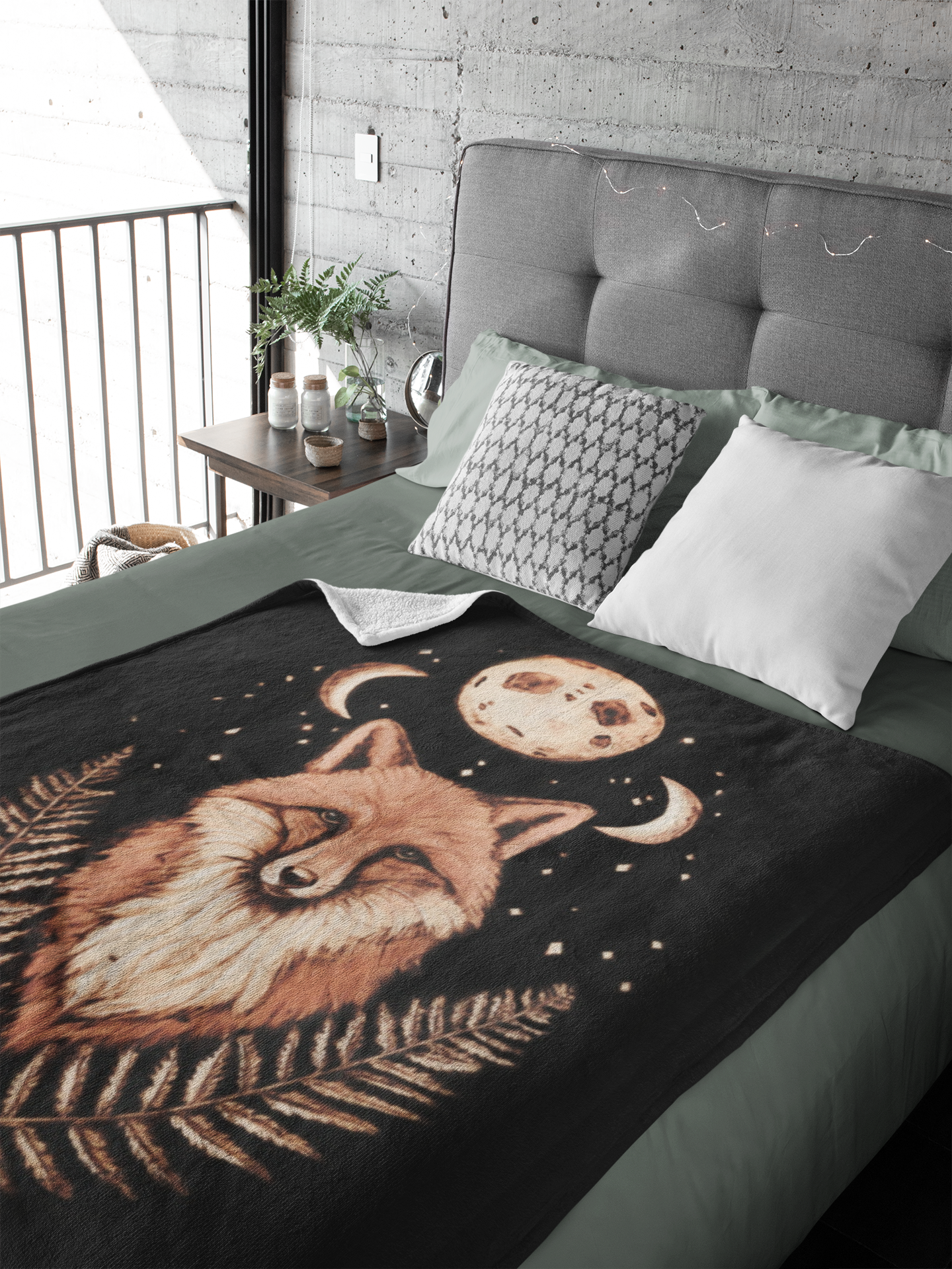 Velveteen Plush Blanket - Midnight Vulpine